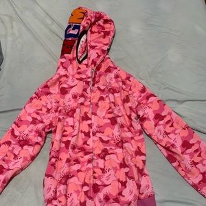 Bape Zip Up Hoodie Pink Size L
